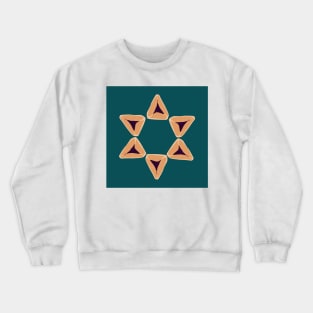 Teal Hamantaschen Star Crewneck Sweatshirt